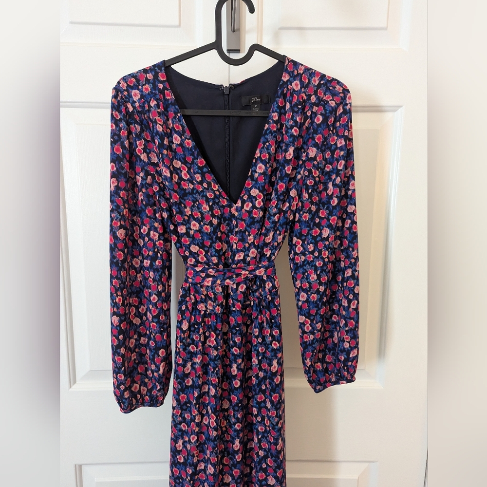 J. Crew tie-waist midi dress in dotted floral, size 2